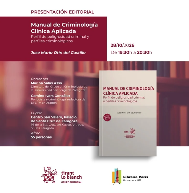 José María Otín del Castillo presenta 'Manual de criminología clínica aplicada'